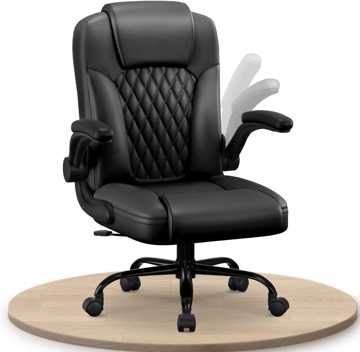 Elekiatech Ergonomische Bureaustoel-Bureaustoel-met 90°-120°Rugleuning Bureaustoelen voor Volwassenen-Inklapbare Armleuningen-Office Chair-Gaming Stoel-150kg - Zwart