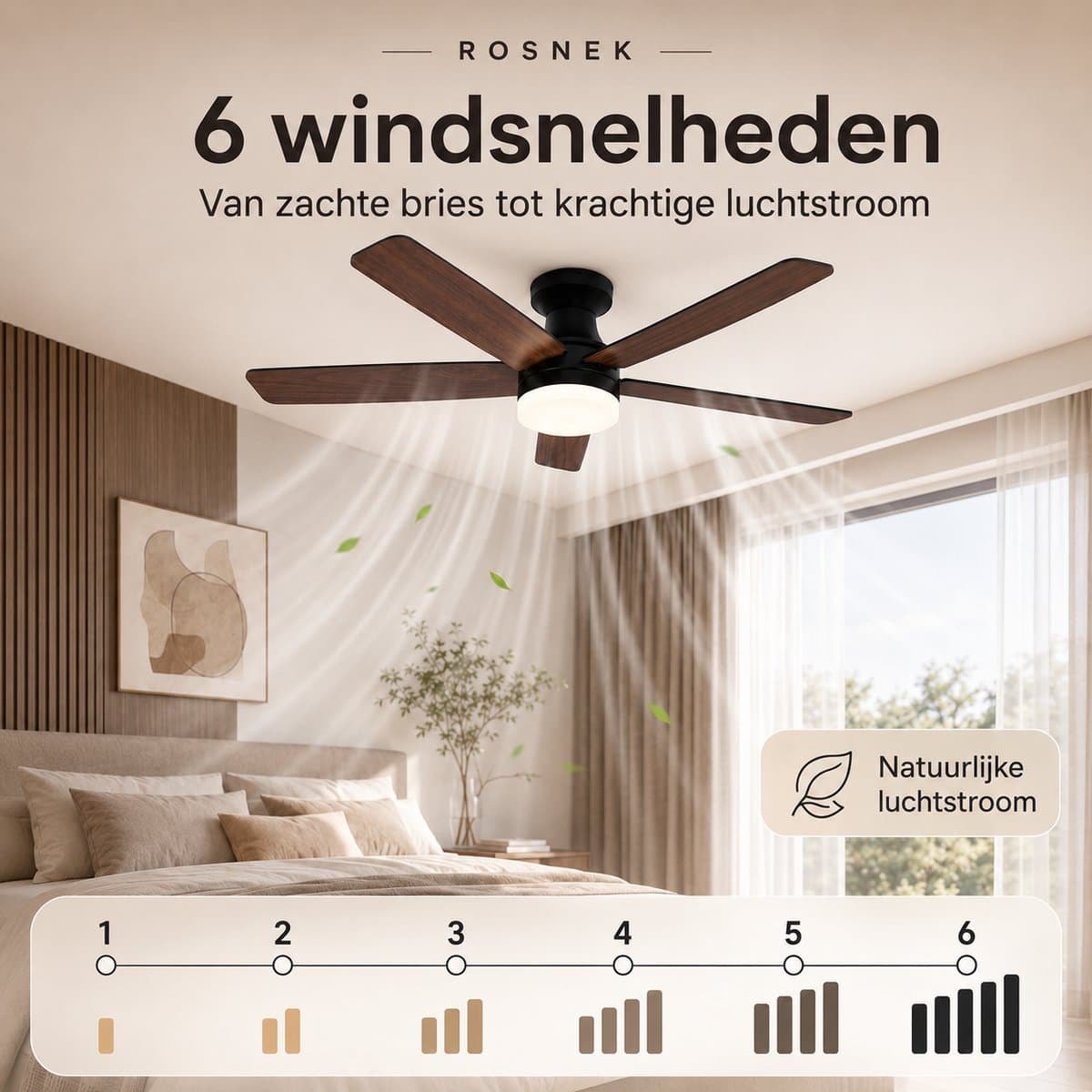 MUPOO Moderne Zwart plafondventilator met verlichting 106cm-Afstandsbediening en App-Stille &Zomer en Winterstand-Dimbaar& 6 Snelheden -ventilator lamp plafond Voor Slaapkamer Woonkamer-Multiplex Omkeerbare bladen thumbnail 7