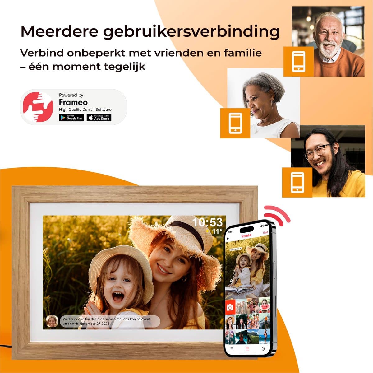 Digitale Fotolijst - Vaderdag cadeau - 10,1 inch - Frameo App - 32GB - Digitale kalender - WiFi - HD IPS Touchscreen - Fotokader - Geweldig cadeau voor Vaderdag om mooie herinneringen te bewaren thumbnail 6