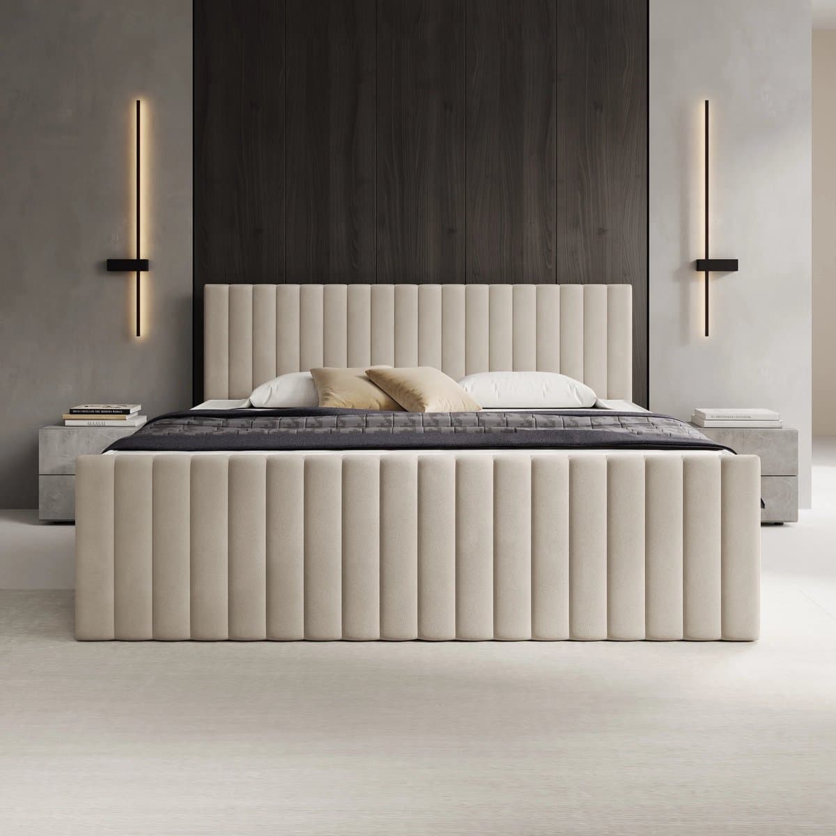 Meubella - Tori - Boxspring met opbergruimte - Stof beige - 180x200 cm thumbnail 3