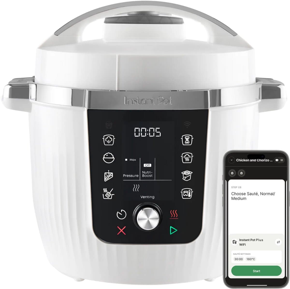 Instant Pot Pro 5,7L Multicooker Coconut White - 10-in-1 Snelkookpan - Slowcooker - Sous Vide - App Bediening - Nutriboost™ - 20% Meer Vermogen - Tot 6 Porties