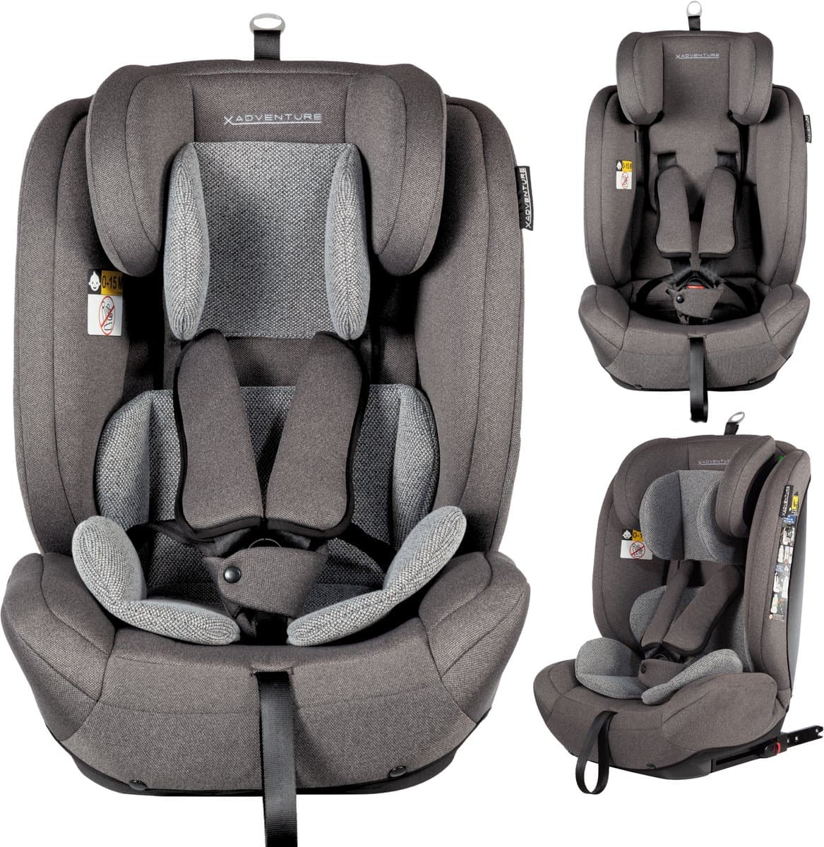 X Adventure Autostoel Grow Fix Groep 1/2/3 9-36 kg (76 tot 150 cm) Vanaf 15 maanden tot 12 jaar - Met Isofix - i-Size - Meegroei Autostoel - Grijs