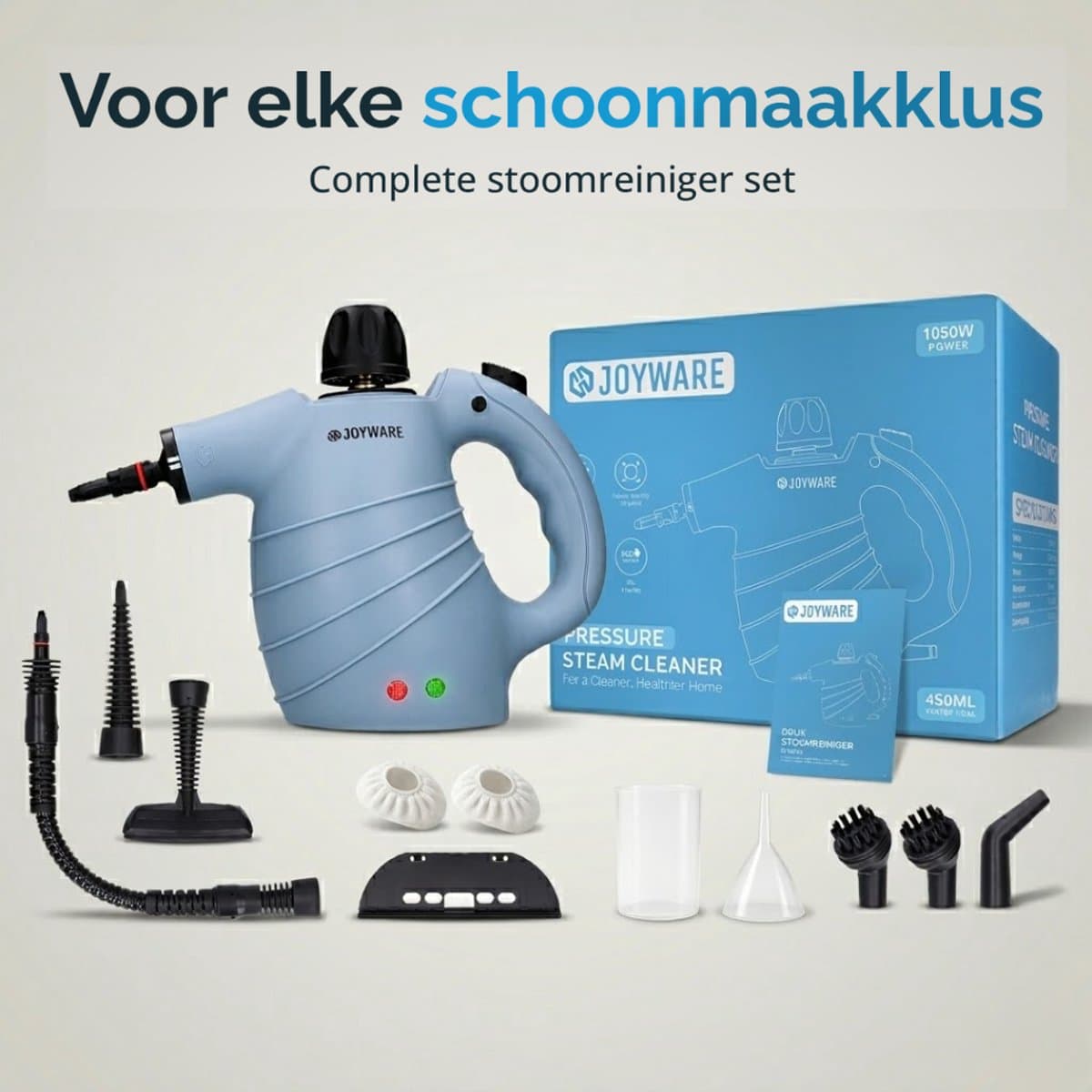 Joyware® 13-in-1 Stoomreiniger S1 – Krachtige Handstoomreiniger – Tapijtreiniger & Vlekkenreiniger voor Bank, Badkamer & Bekleding – Steam Cleaner – 1050W – 450ML thumbnail 8