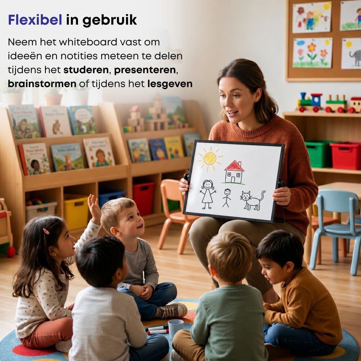 ACAZA Whiteboard - Magnetisch - 30 x 40 cm - Met Statief - Magneetbord - Weekplanner - Inclusief 8 Magneten, 4 Stiften, Wisser en Pennenbakje - Weekplanner Whiteboard - Maandplanner - Memobord thumbnail 5