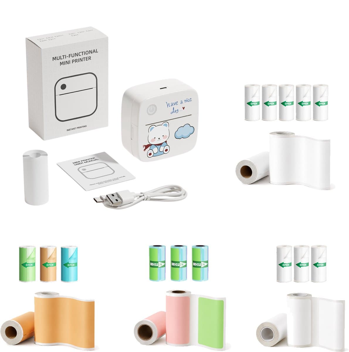 Picoo mini bluetooth thermische printer met 14 rollen – Draadloze sticker- en Labelprinter voor Foto’s, Notities, Studie, Organisatie & DIY thumbnail 2