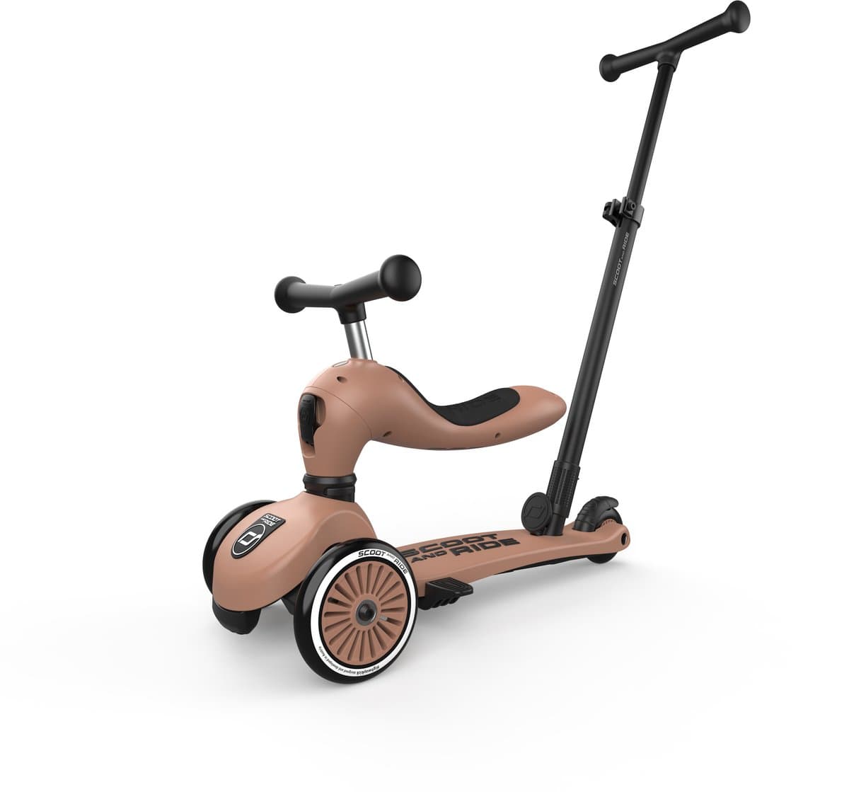 Scoot & Ride Highwaykick 1 Push & Go - 2-in-1 Kinderstep met duwstang - Step & Loopfiets 2-in-1, 3 wielen - Duwstang 3 hoogtes, afneembare voetsteunen - 1-5 jaar, max 20/50 kg - Mocha thumbnail 5