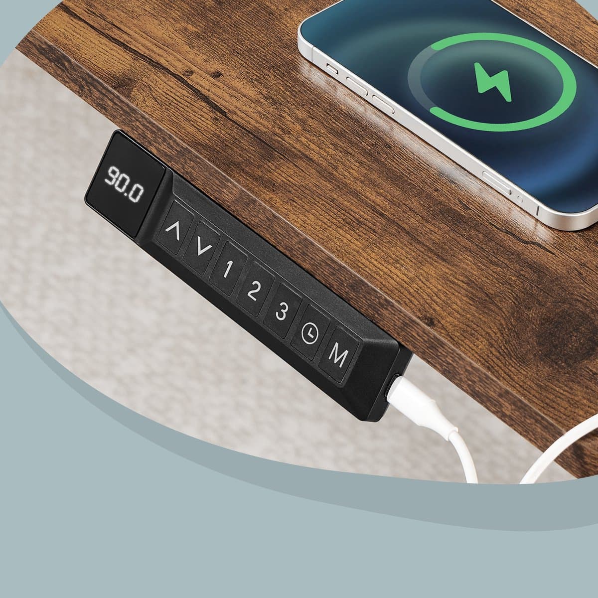 VASAGLE - Zit Sta Bureau - Elektrisch - Met USB-C Poort - 3 Geheugenstanden thumbnail 6