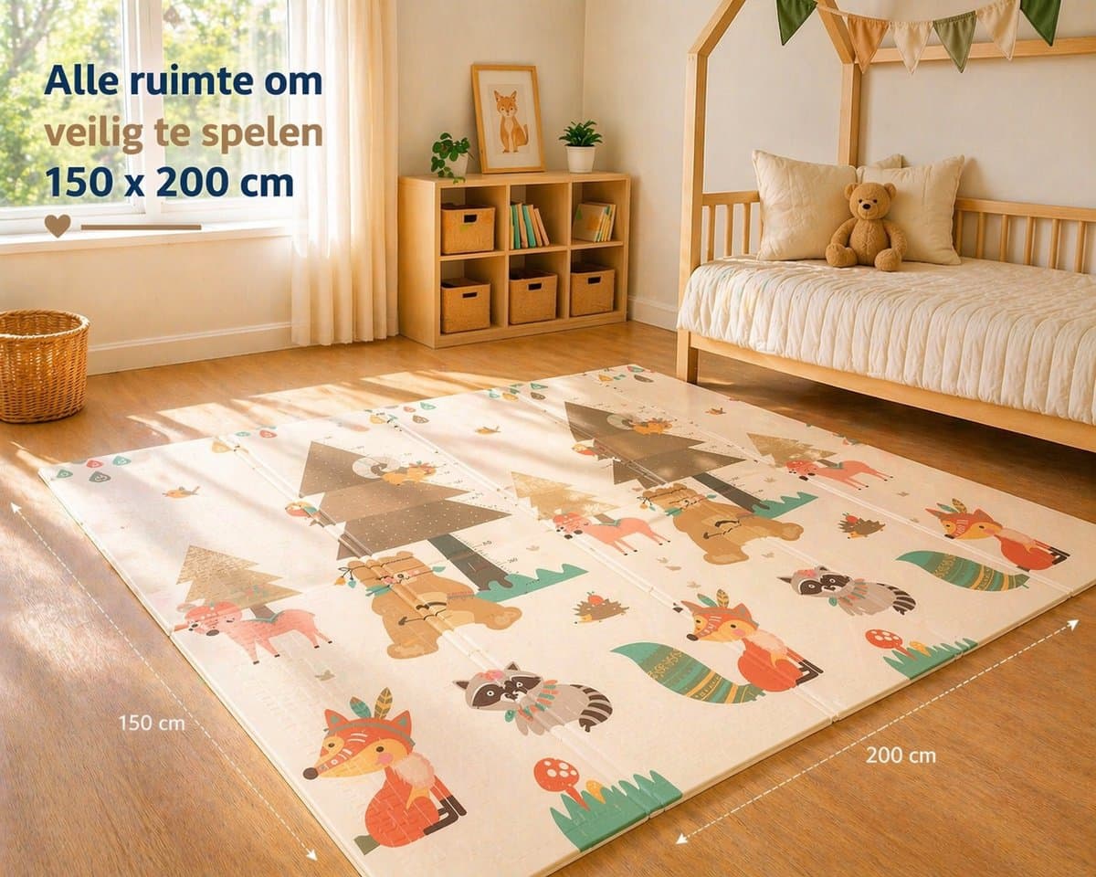 Speelmat - Inclusief Luxe Opbergtas - Dubbelzijdig - Speelkleed - Speelmat Baby - Speelkleed Baby - Speelmat Foam - 150 x 200 cm - Opvouwbaar - Beige - Baby Speelgoed 6 maanden - Baby cadeau - Kraamcadeau thumbnail 5