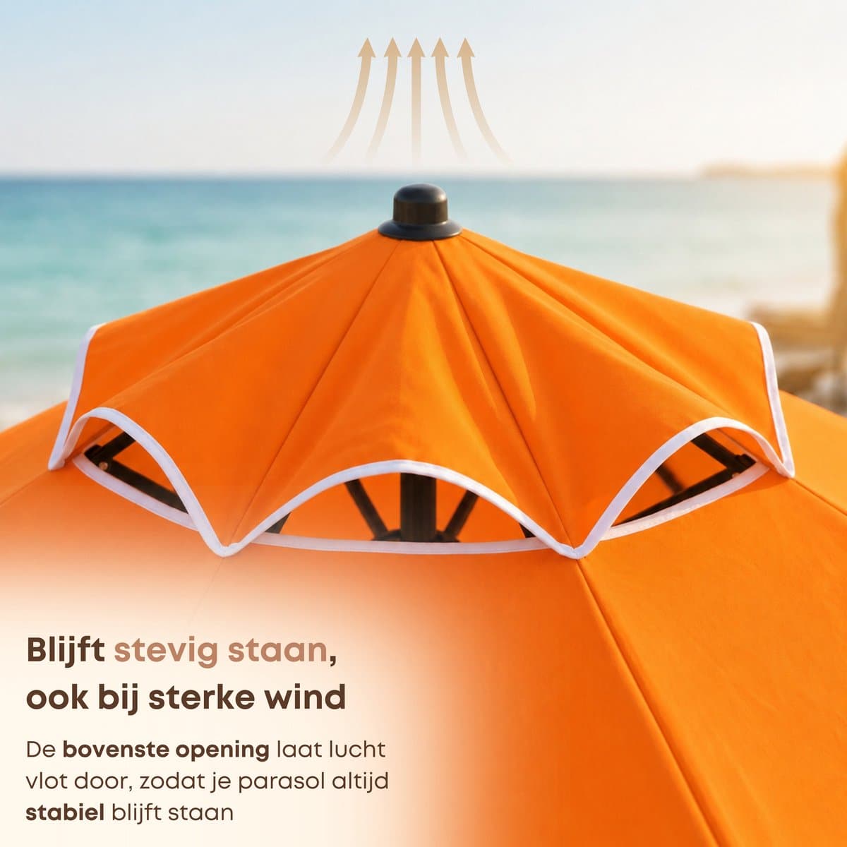ACAZA Parasol - Strandparasol - Oranje - 160 cm diameter - inclusief Draagtas - Rond - Tuinparasol - Kantelbaar - Waterdicht - Terras Parasol voor Appartement - Parasol Strand - Tot 2 Personen thumbnail 4