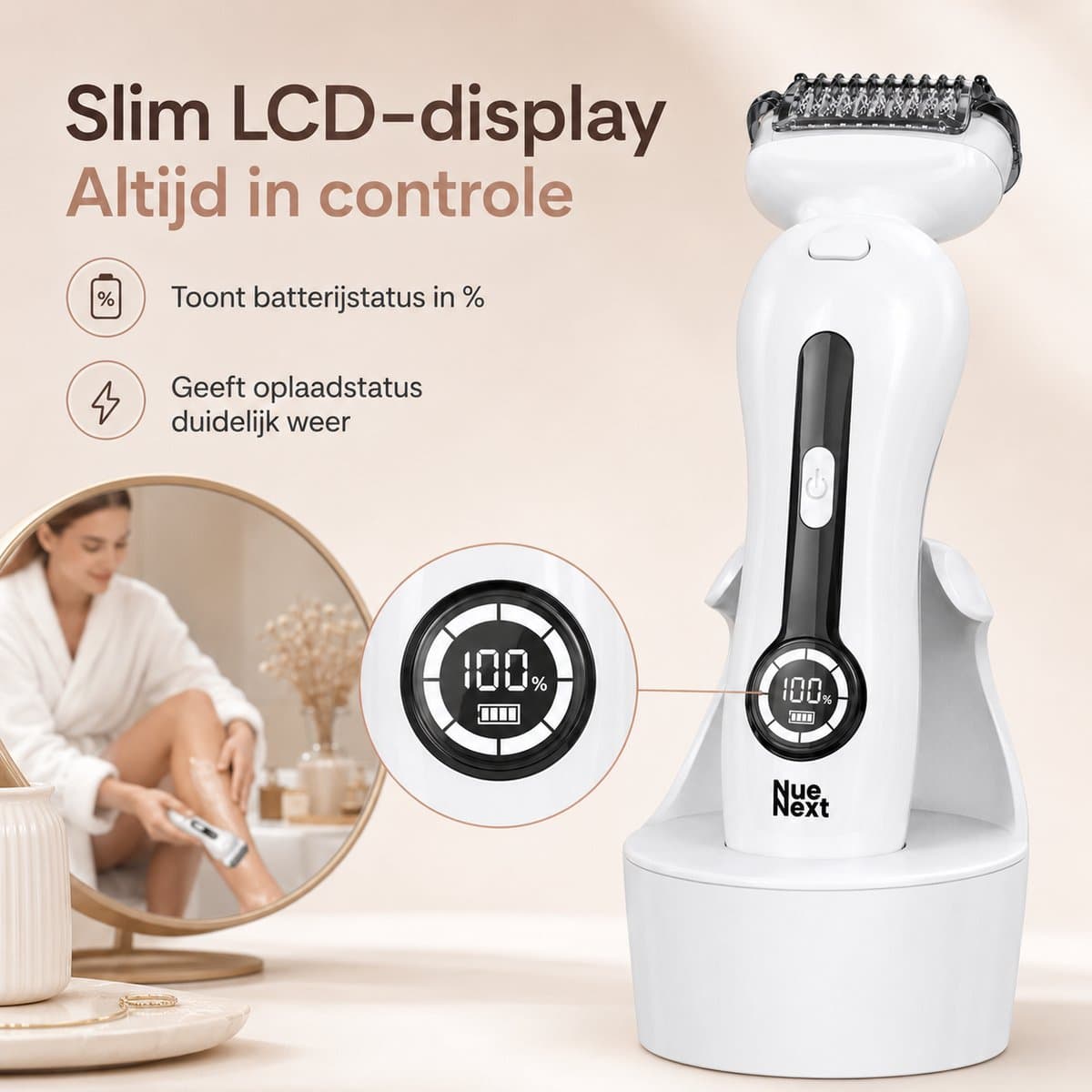NueNext 3 in 1 Ladyshave Voor Vrouwen Gezicht - Oksels - Benen - Bikinilijn - Scheerapparaat Vrouw - Trimmer dames - Ladyshaves Bikinitrimmer - Oplaadbaar thumbnail 5