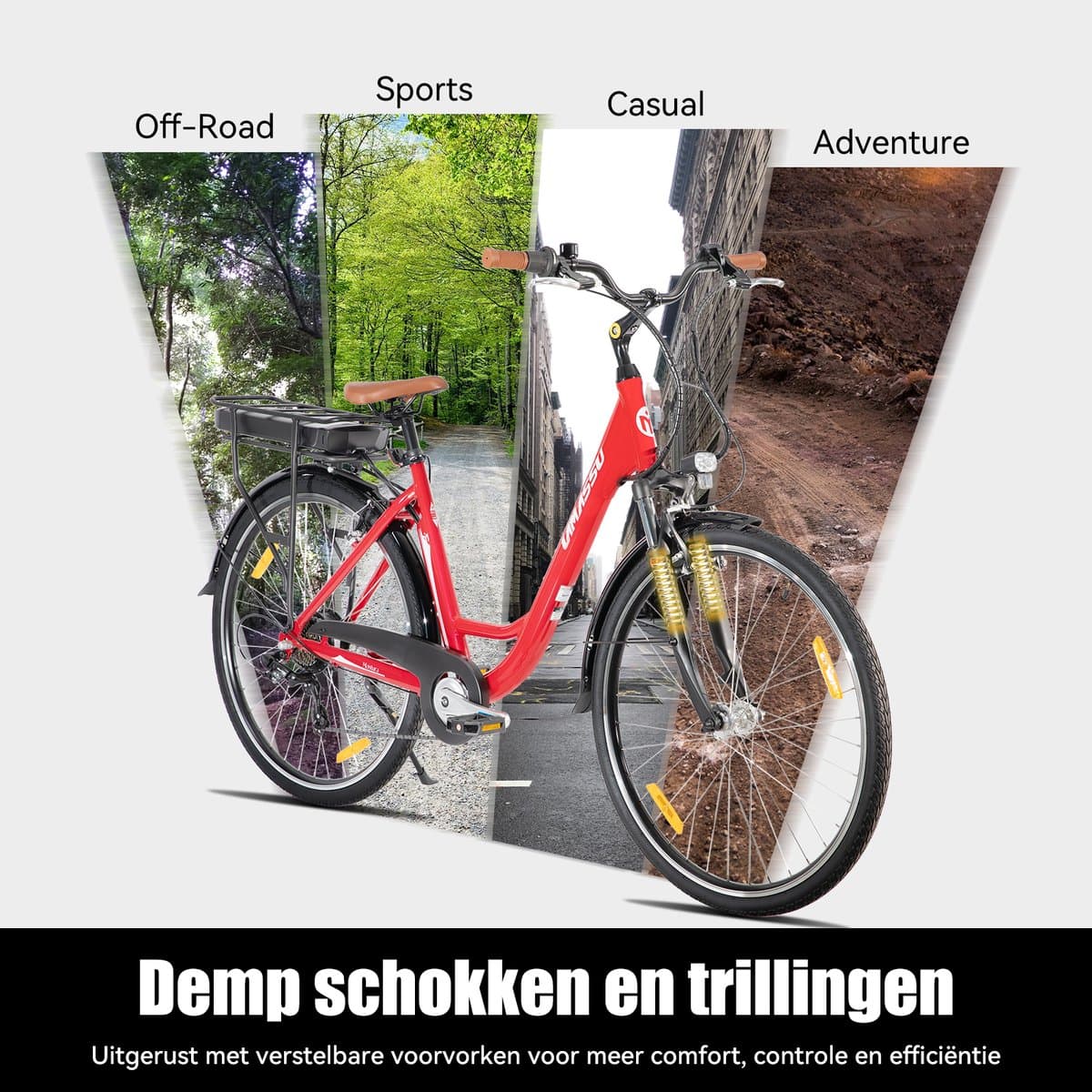 HILAND Montura Elektrische Stadsfiets 28 inch - E-bike Commuter Unisex - 250W Motor - 36V 10.4Ah Accu - 7 Versnellingen - Aluminium Frame thumbnail 4