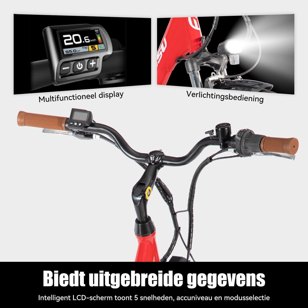 HILAND Montura Elektrische Stadsfiets 28 inch - E-bike Commuter Unisex - 250W Motor - 36V 10.4Ah Accu - 7 Versnellingen - Aluminium Frame thumbnail 3