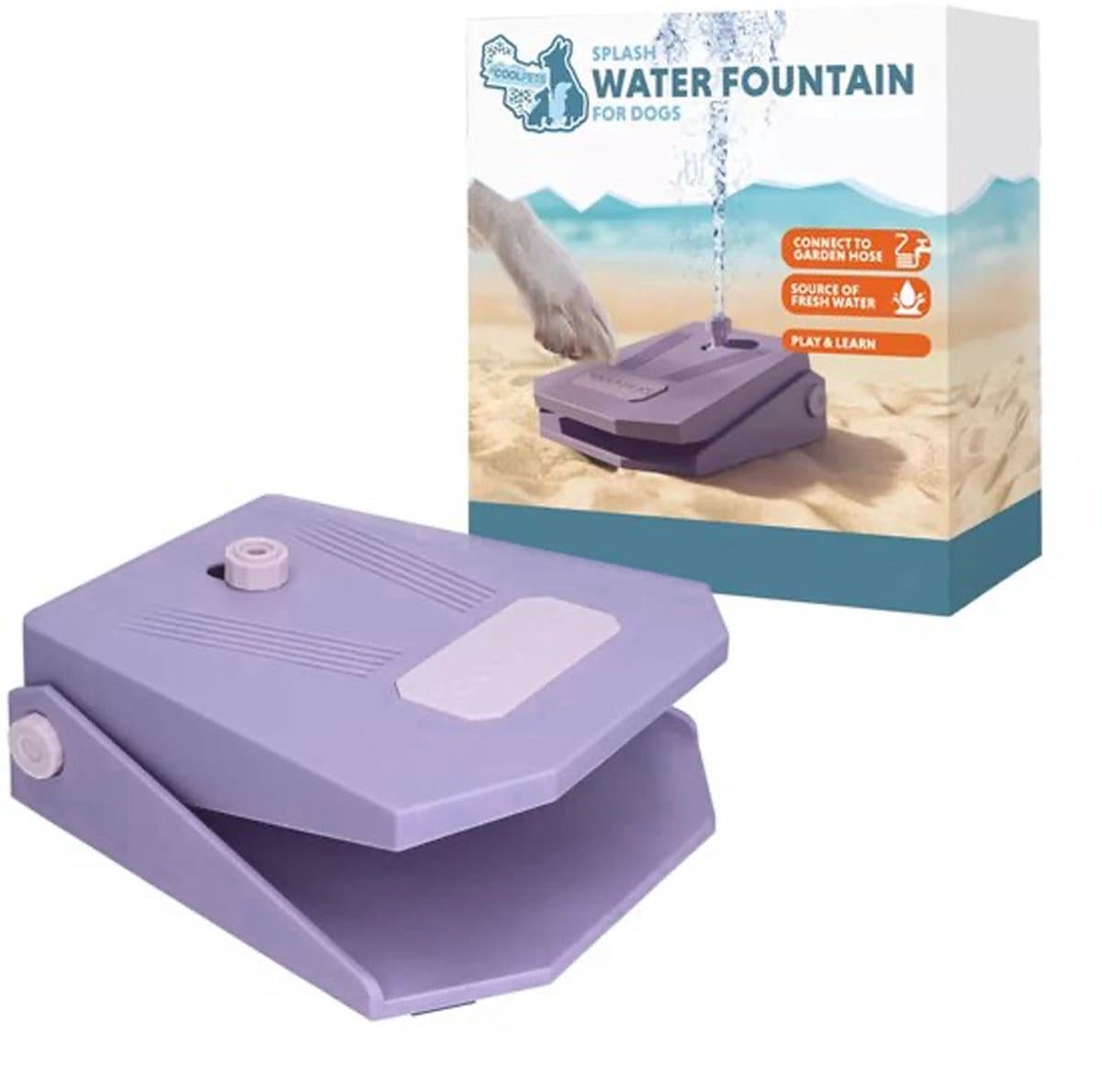 CoolPets Waterfontein Hond Tuinslang - Drinkfontein hond – Waterspeelgoed Hond - Verkoeling voor Honden - Splash Water Fountain - Lila