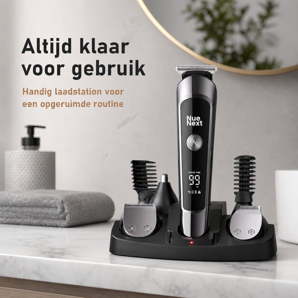 NueNext 6 in 1 Baardtrimmer Mannen PRO - Trimmer Baard & Lichaam - Neustrimmer - Bodygroomer - IPX6 Waterdicht - Incl. 6 opzetstukken thumbnail 3