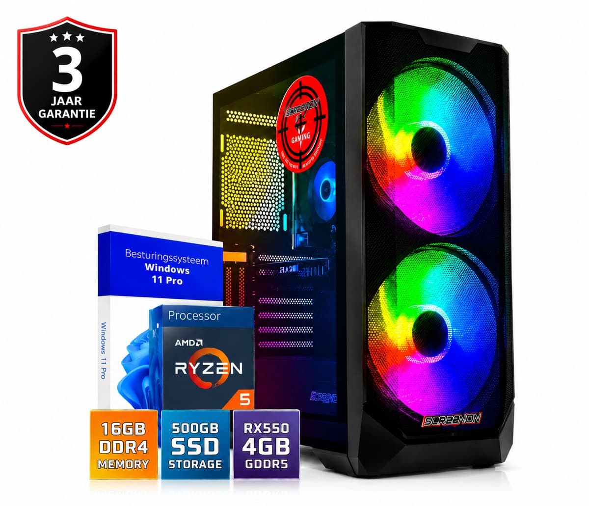 Gaming PC AMD Ryzen 5 2600X + RX550 - Direct klaar