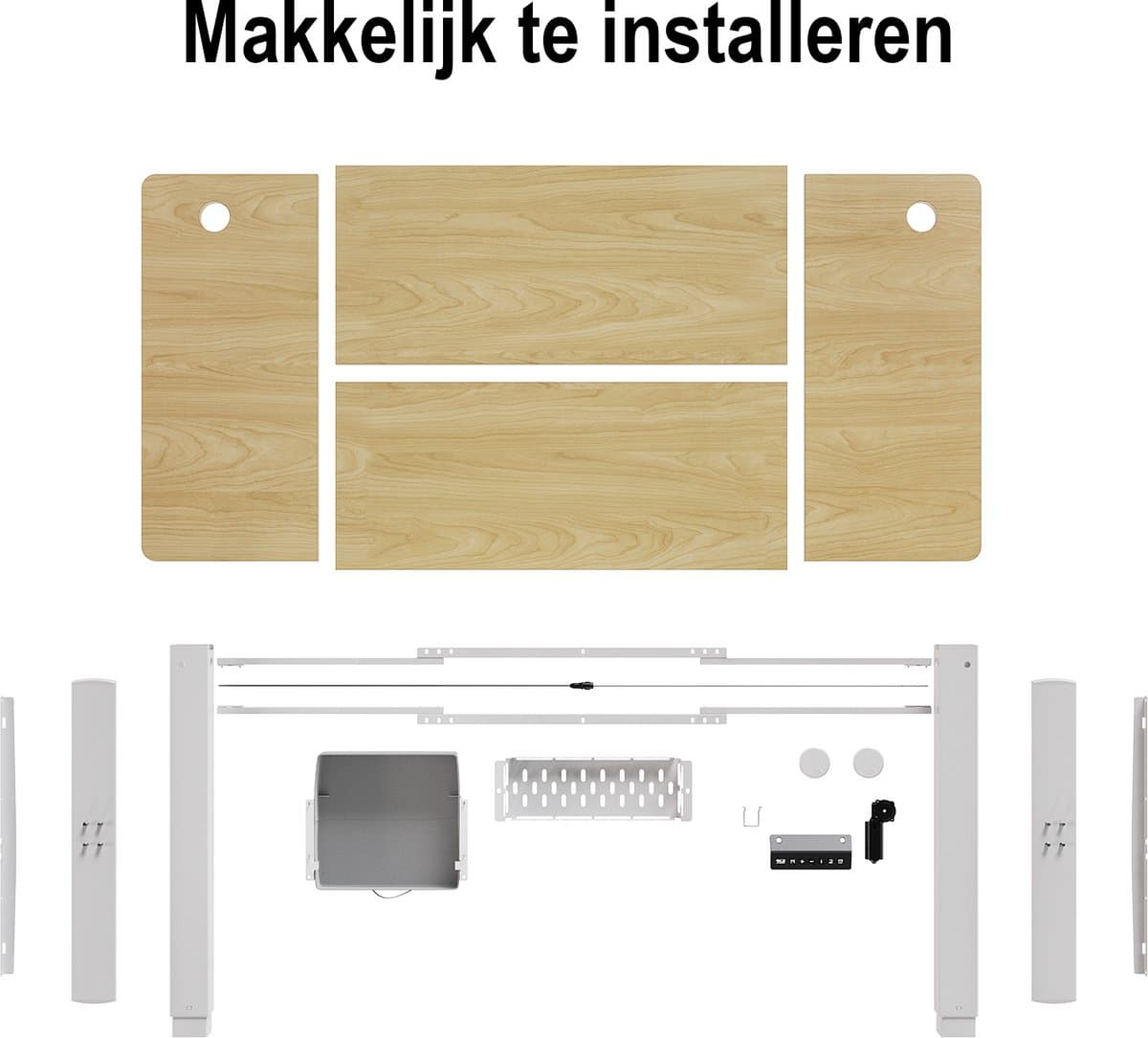 Devoko Elektrisch Zit-sta Bureau 180x80 cm – Stille Motor met Geheugenfunctie – Zit-alarm – Digitaal Display – 6 Knoppen Handbediening – USB Poort – Zit-sta Bureau – Beige thumbnail 6