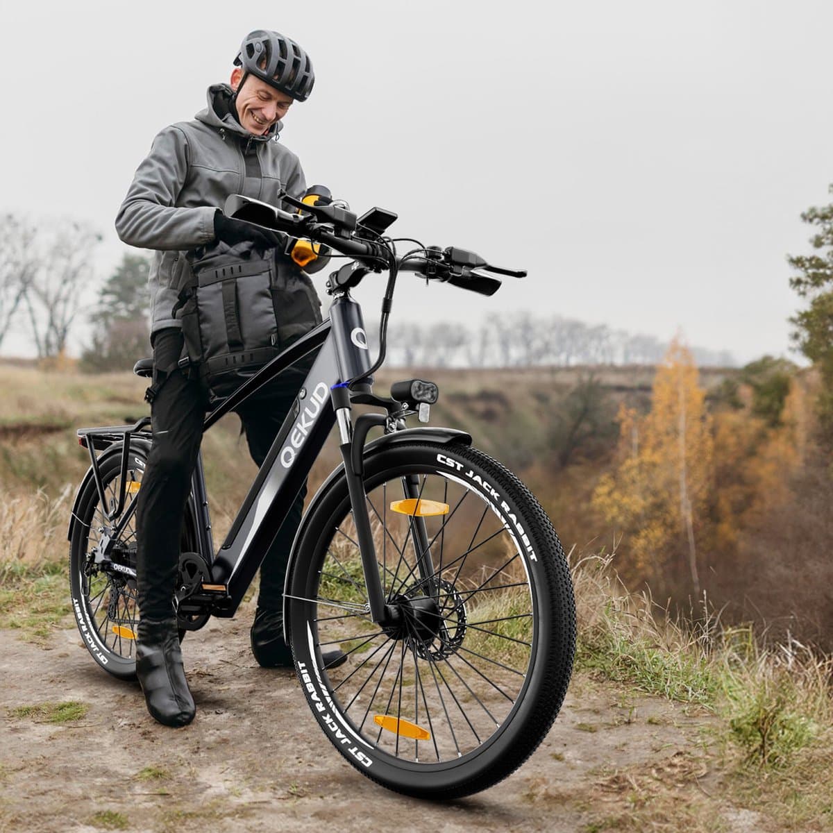Qekud Elektrische Fiets - E-bike - 27.5 inch - 250W Motor -36V 13Ah Accu - 100km - 7 Versnellingen - met app - grijs thumbnail 7