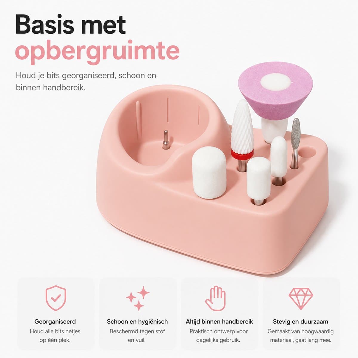 BOTC Elektrische Nagelvijl met Oplaadstation - Nagelfrees - Draadloos en Oplaadbaar - Nagelvijl - Manicure & Pedicure set - Roze thumbnail 6