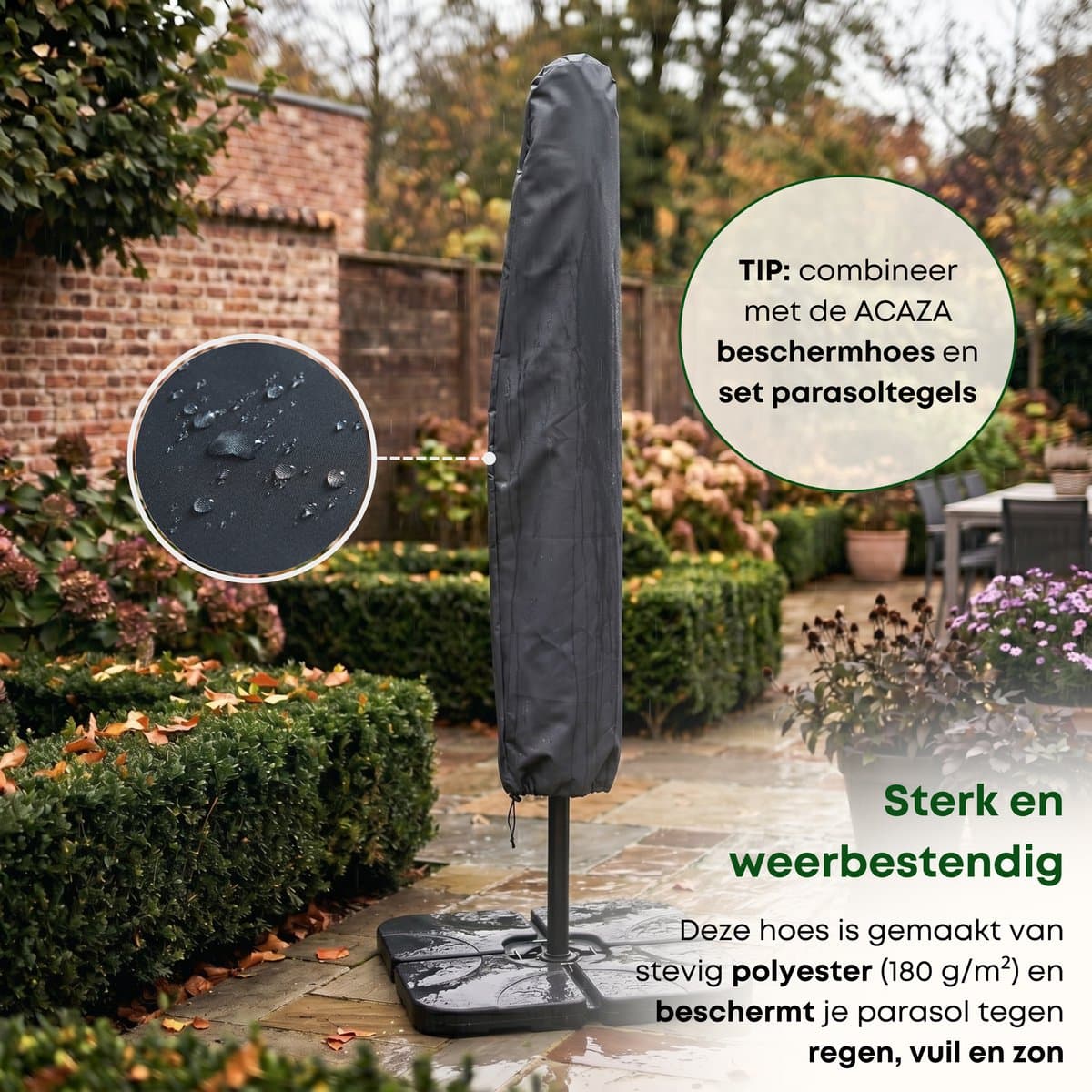 ACAZA Parasol - Zweefparasol - Donkergrijs - 300 cm diameter - Staal - Parasols - Rond - UV werend doek - Kantelbaar thumbnail 8
