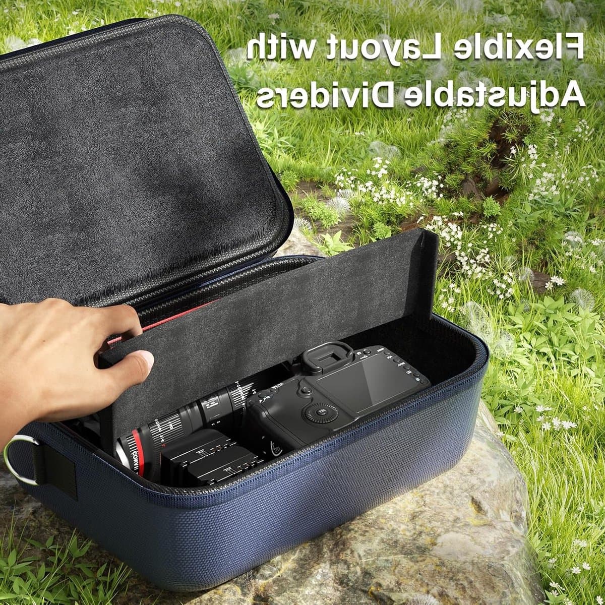 Harde Camera Tas voor Canon, Nikon en Sony - Ideale Reisoplossing voor Digitale Spiegelreflexcamera's en Mirrorless Camera's, Navy Blauw, Groot Formaat thumbnail 2
