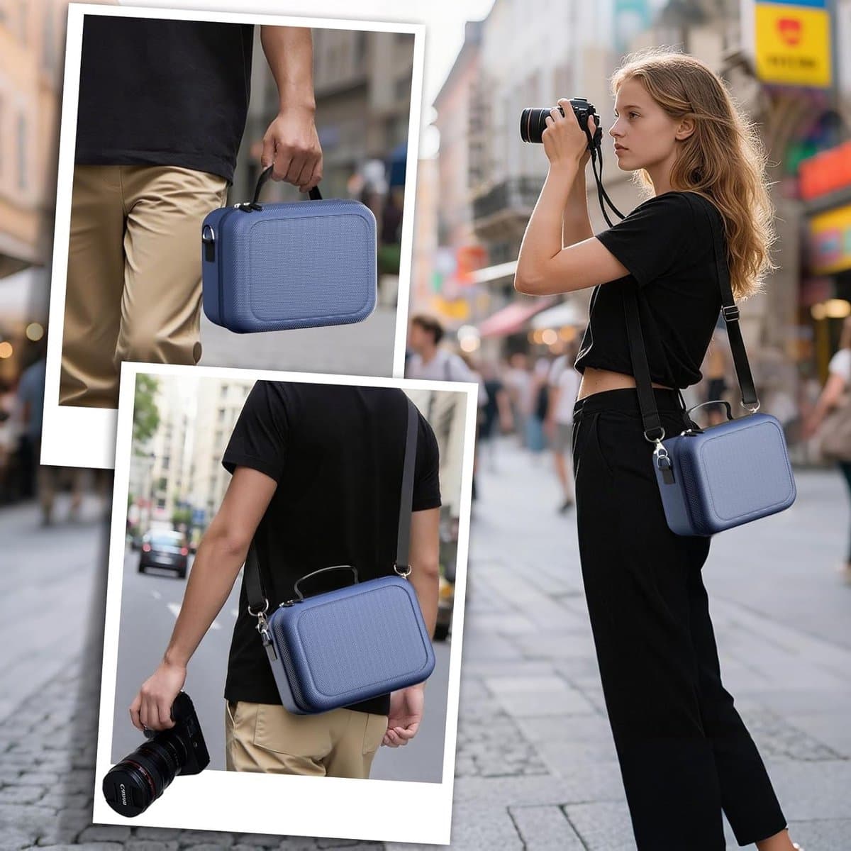 Harde Camera Tas voor Canon, Nikon en Sony - Ideale Reisoplossing voor Digitale Spiegelreflexcamera's en Mirrorless Camera's, Navy Blauw, Groot Formaat thumbnail 5