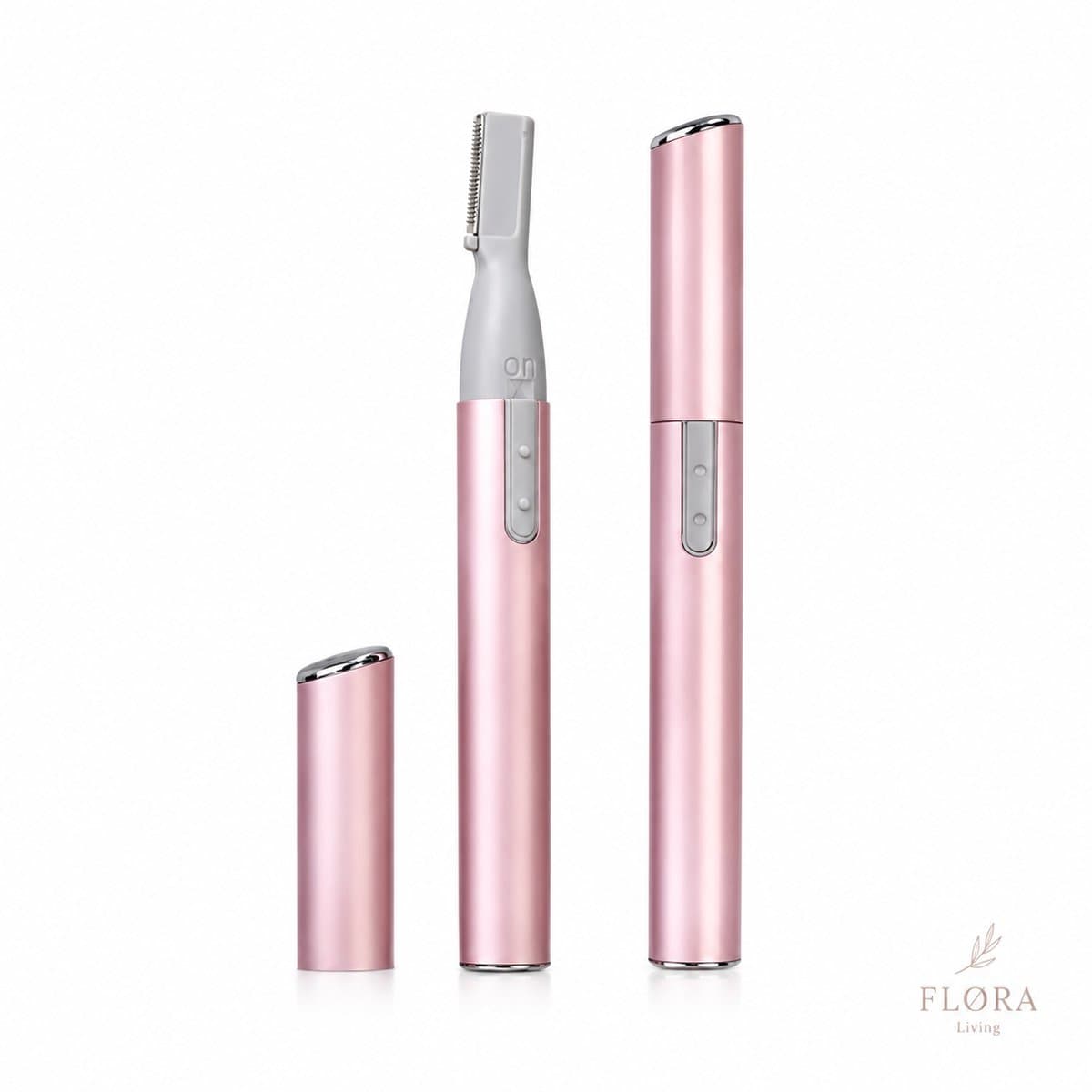FLØRA Living Wenkbrauw Trimmer Roze – Precisietrimmer Gezichtshaar – Epilator Dames & Heren – Wenkbrauwen Bijwerken – Compact & Pijnloos – Incl. Opzetstuk