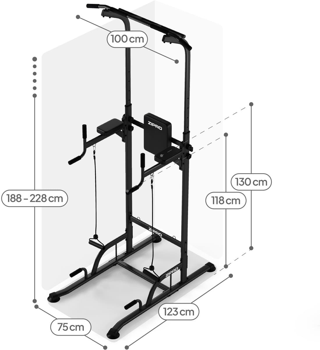ZIPRO Uplift - Trainingsrek - Max. 200 kg - Dipstangen en weerstandsbanden - Pull-ups - Thuisgym profiel 60 mm thumbnail 6