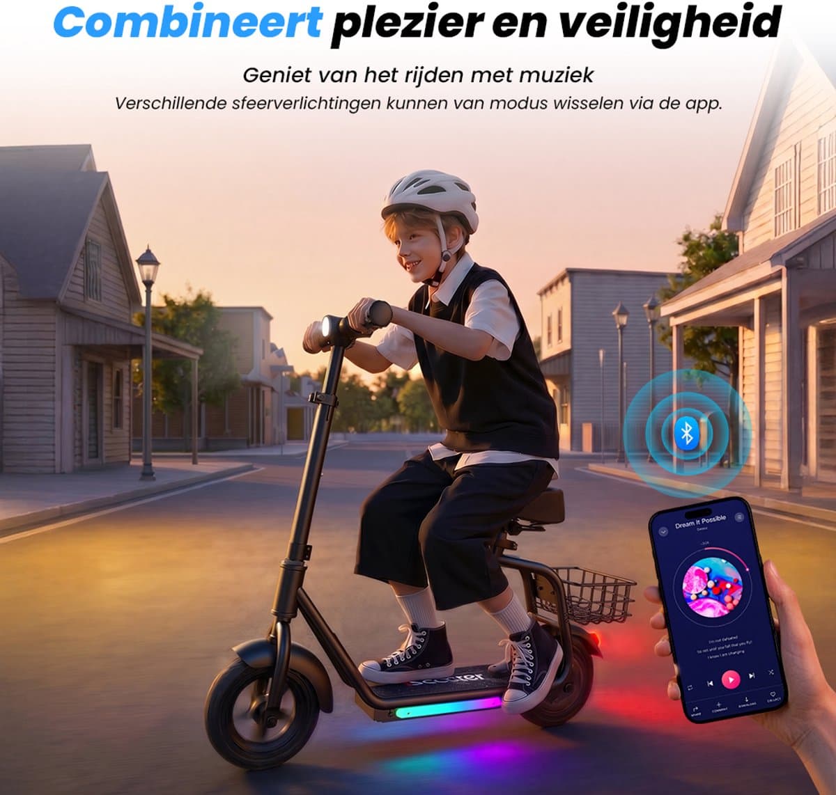 iScooter iK7 Elektrische Step Kinderen - 2‑in‑1 - 8 tot 14 jaar - App - Bluetooth muziek - RGB verlichting - 250W - 10/15/20 km/u - Bereik 15 km - 8,5" Wielen - Zwart thumbnail 3