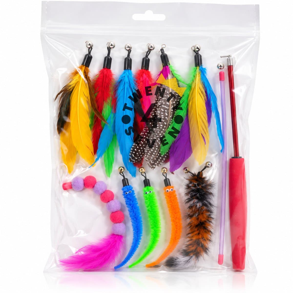 Twenty4seven® Kattenhengel Set - 12-Delig - Kattenspeeltjes met Veer - Kattenspeelgoed - Interactief & Intelligentie - Speelgoed voor Katten & Kittens thumbnail 6