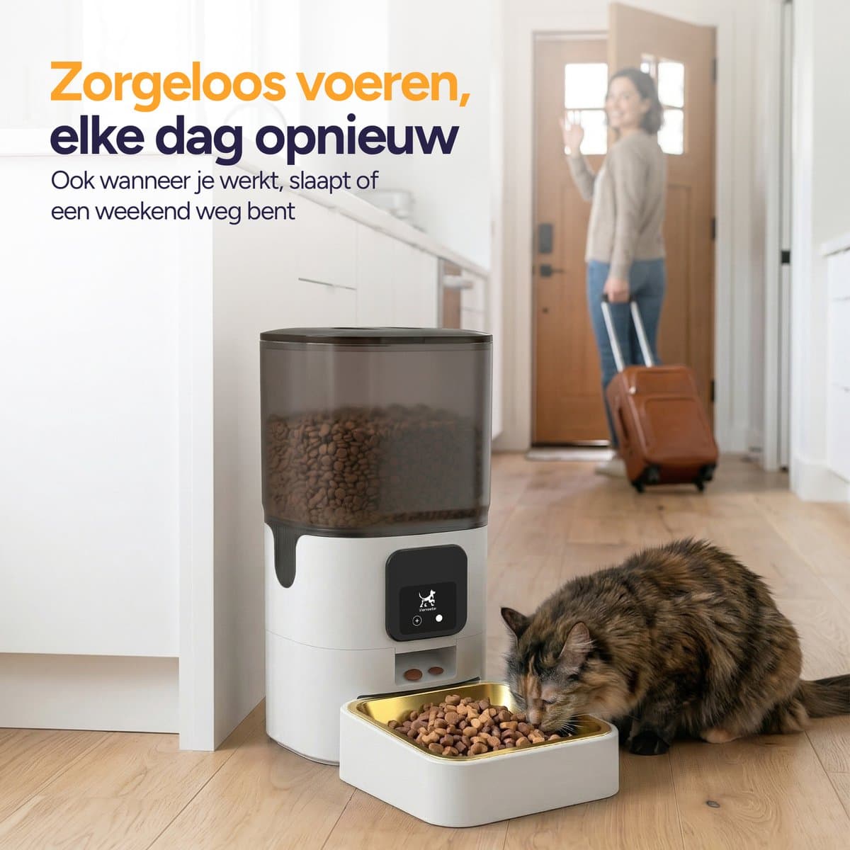 Viervoeter Feed - Automatische Voerbak 6L - Kat en Hond - Voerautomaat met App & Audio - Wit thumbnail 5