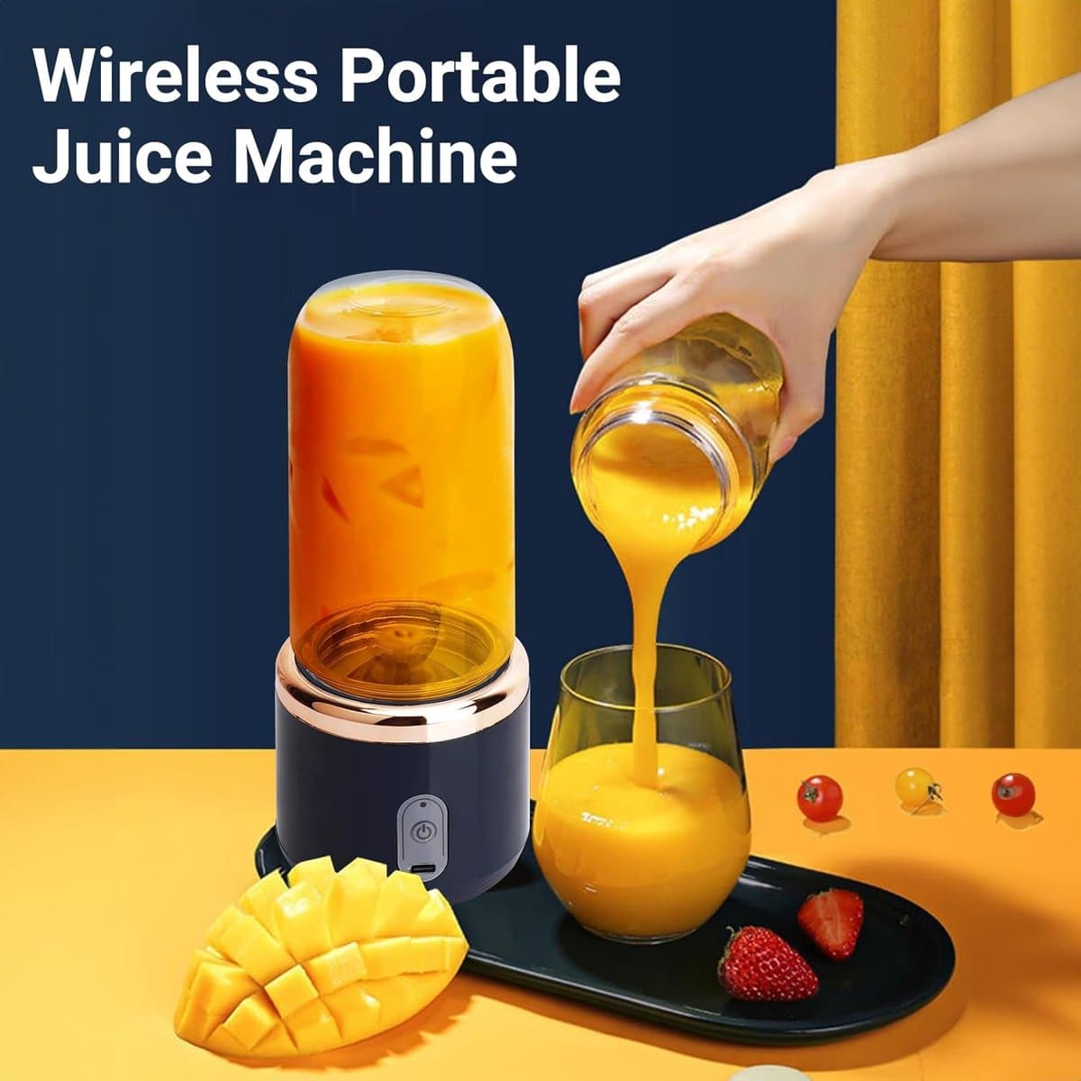 Nieuwe draagbare blender, 400 ml 6 messen sterke kracht mini elektrische sapcentrifuge cup, USB opladen One-key Start draadloze Automotive Travel Fruit Juicer voor shakes en smoothies thumbnail 5