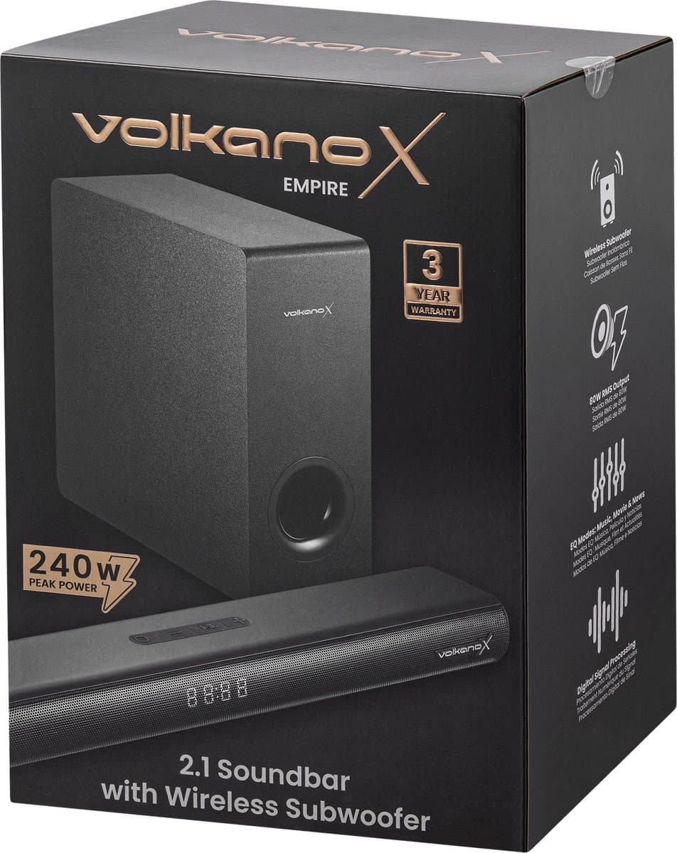 VolkanoX Soundbar - Draadloze Subwoofer - Soundbars voor TV - Zeer Compact Formaat 40cm Breed - 240W Soundbar met Subwoofer - HDMI ARC - Bluetooth thumbnail 6