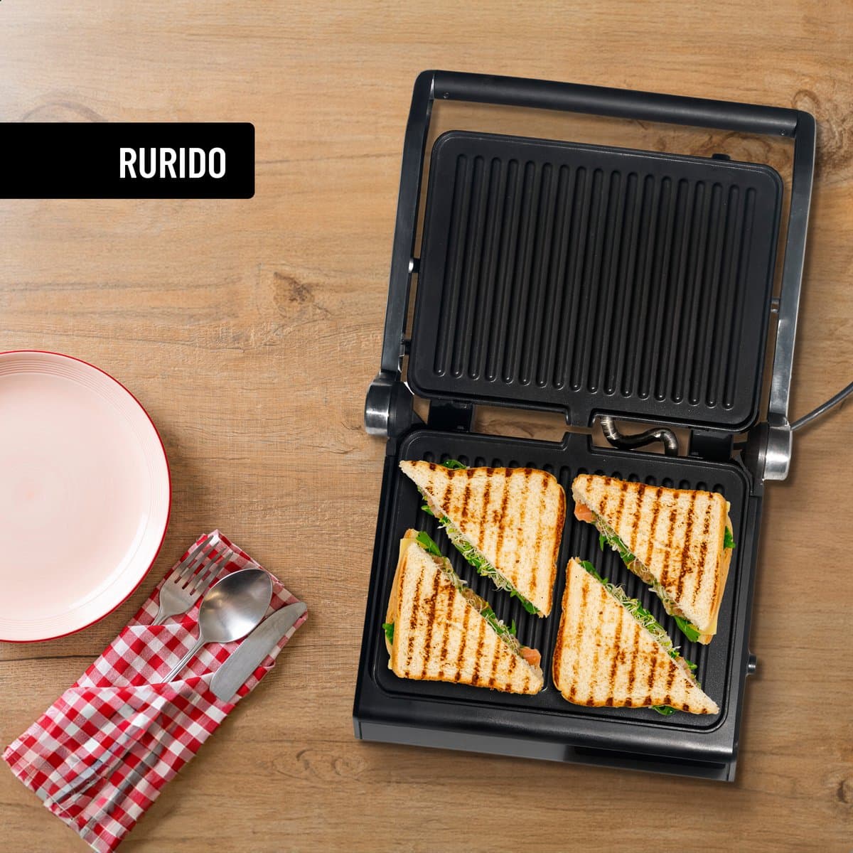 Rurido XL Tosti Apparaat 2000W – Uitneembare Platen & Vaatwasserbestendig – Groot Grilloppervlak – 180° Openklapbaar – Contactgrill – Panini Grill – Grill Apparaat – Tosti ijzer thumbnail 6
