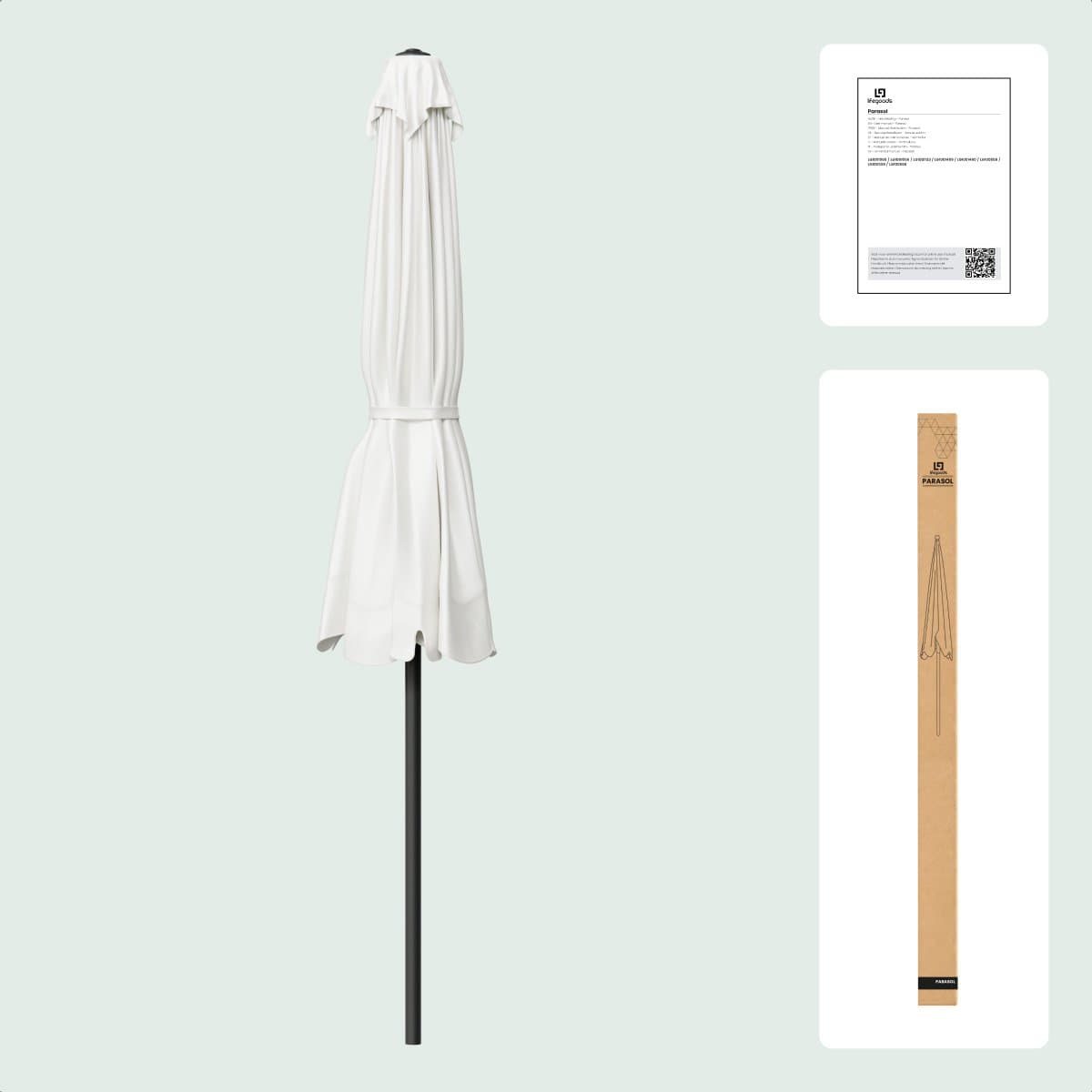 LifeGoods Parasol - Tuin - Balkonparasol - 200x125cm - 30° Kantelbaar - Waterdicht - UPF50+ - Crème thumbnail 7
