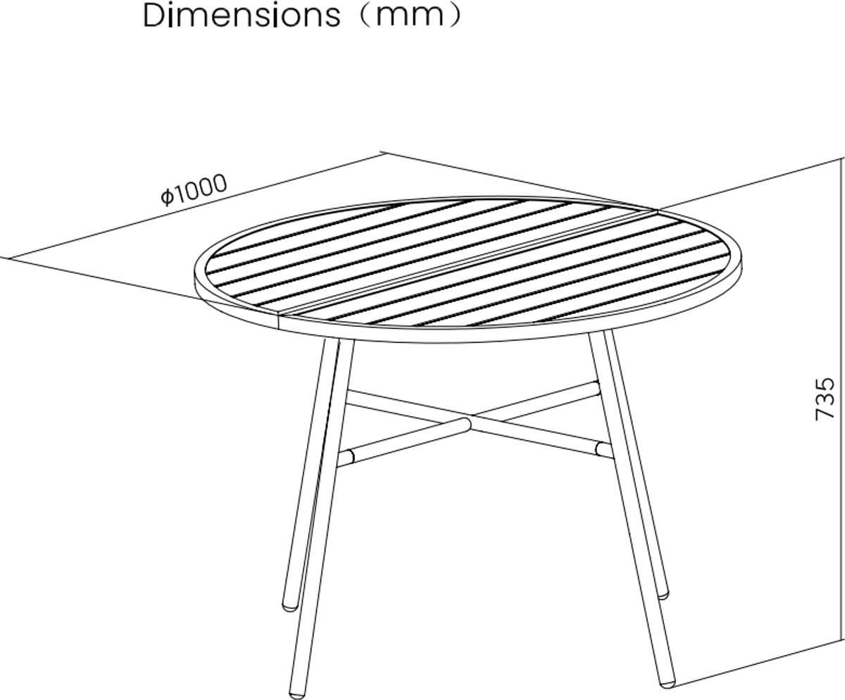 VDD – Tuintafel – Buitentafel – Ronde tafel – Aluminium – 100 x 73,5cm thumbnail 5