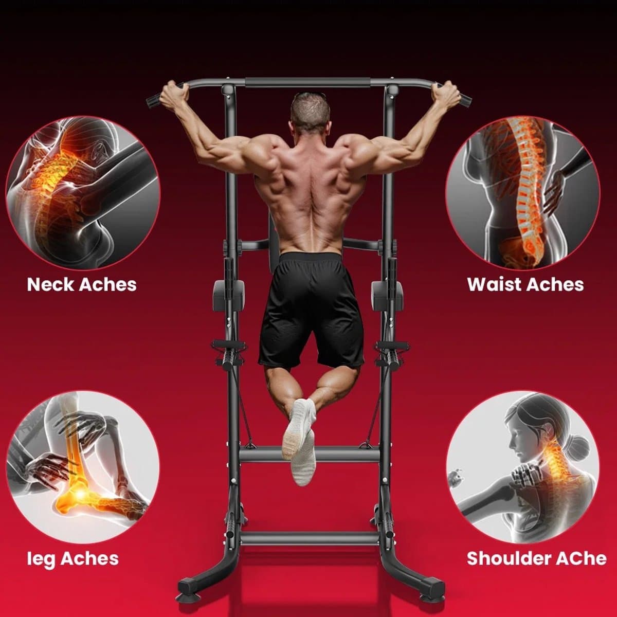 Weelora Pull Up Bar - Pull Up Station - Power Tower - Power Rack - Dip Station - Work Out - Buikspieroefeningen - Multifunctioneel - Krachttraining - Voor Thuisgymnastiek - Kleur Zwart thumbnail 6