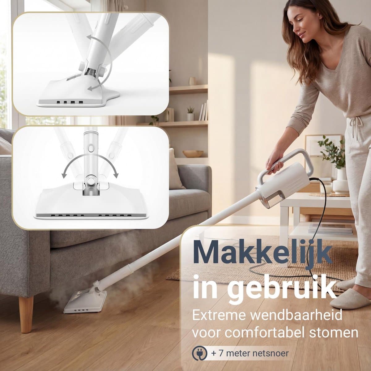 Vaptron Stoomreiniger - Vloerreiniger - Handstomer - Dweilsysteem - Stoomdweil - Vlekkenreiniger - Stoommop 1400W 15Sec opwarmtijd thumbnail 4