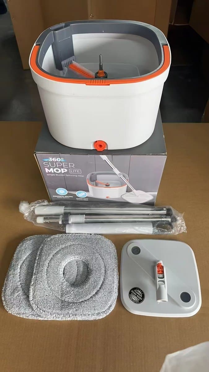 Brivon - Dweilset - Dweilsysteem met Emmer Schoon en Vuil Water Scheiding Spin Mop Verstelbare Steel Microvezel Mop thumbnail 4
