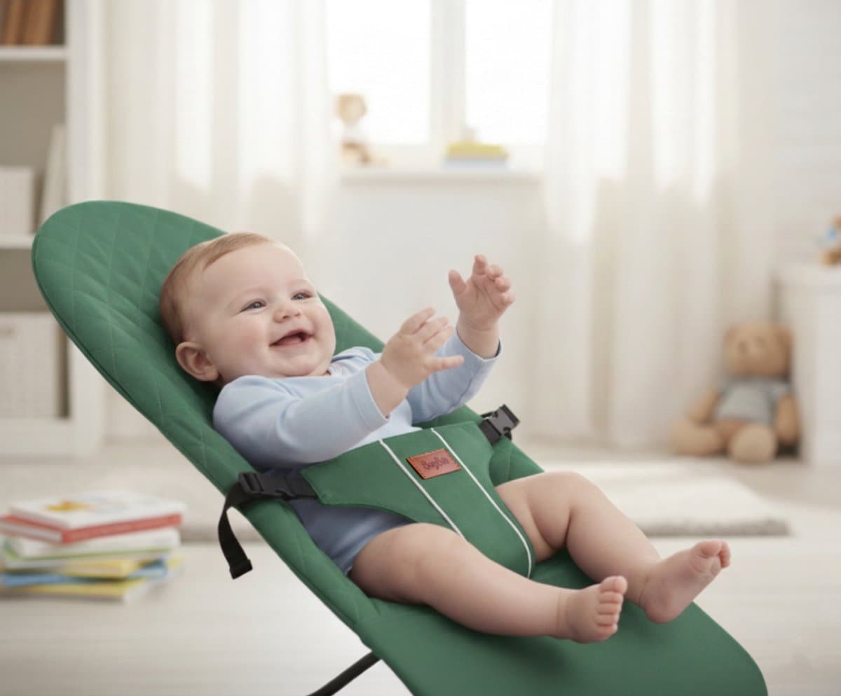 BayBoo Wipstoel Groen - Baby Bouncer - Makkelijk Meenemen - Swing Stoel thumbnail 5