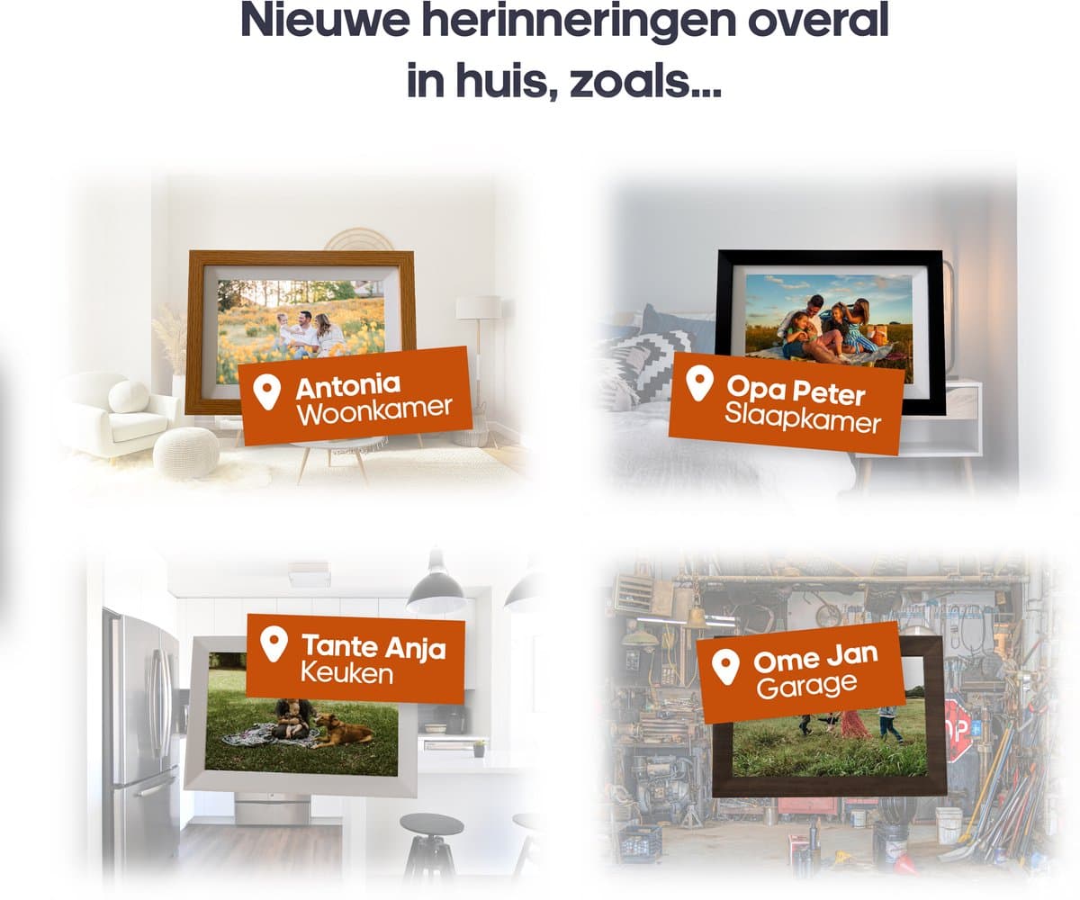 Digitale Fotolijst met WIFI en Frameo App - Inclusief 128GB SD Kaart - 10.1 inch - HD+ -IPS Display - Bruin - 3 Dimfuncties - Horizontaal & Verticaal thumbnail 5