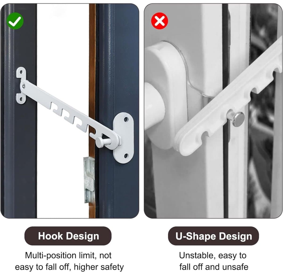 Dailygoods- Raamklem Hoog Draagvermogen - Raamstopper - Raamkantelregelaar - Raamvastzetter - Duurzaam Koolstofstaal - Wit met Roestvrije Coating thumbnail 2