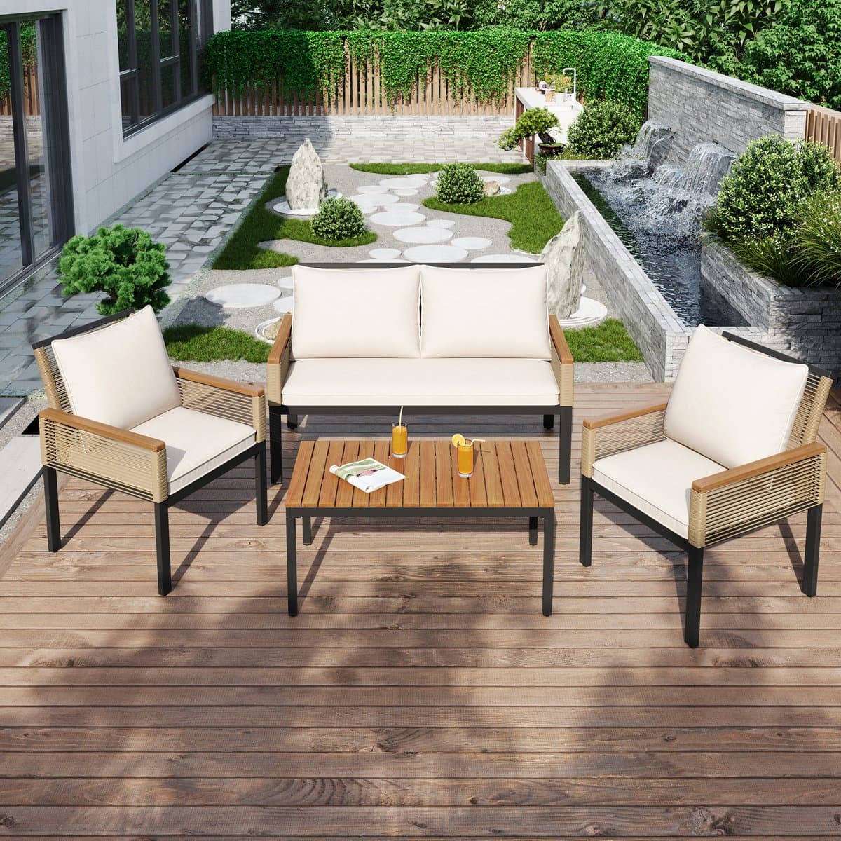 MODENUIT Tuinloungeset 4-Delig Polyrattan thumbnail 3