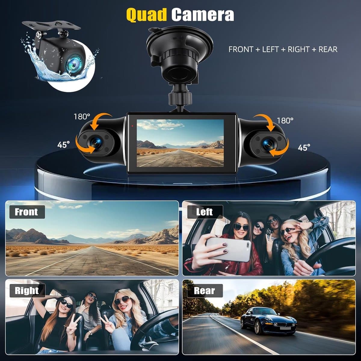 Thijox - 2K Dashcam Auto Achter 4 Kanalen 360 Graden met APP, Nachtzicht IR, Loopopname, G-Sensor, Parkeerhulp en 24-uurs Parkeermodus thumbnail 4