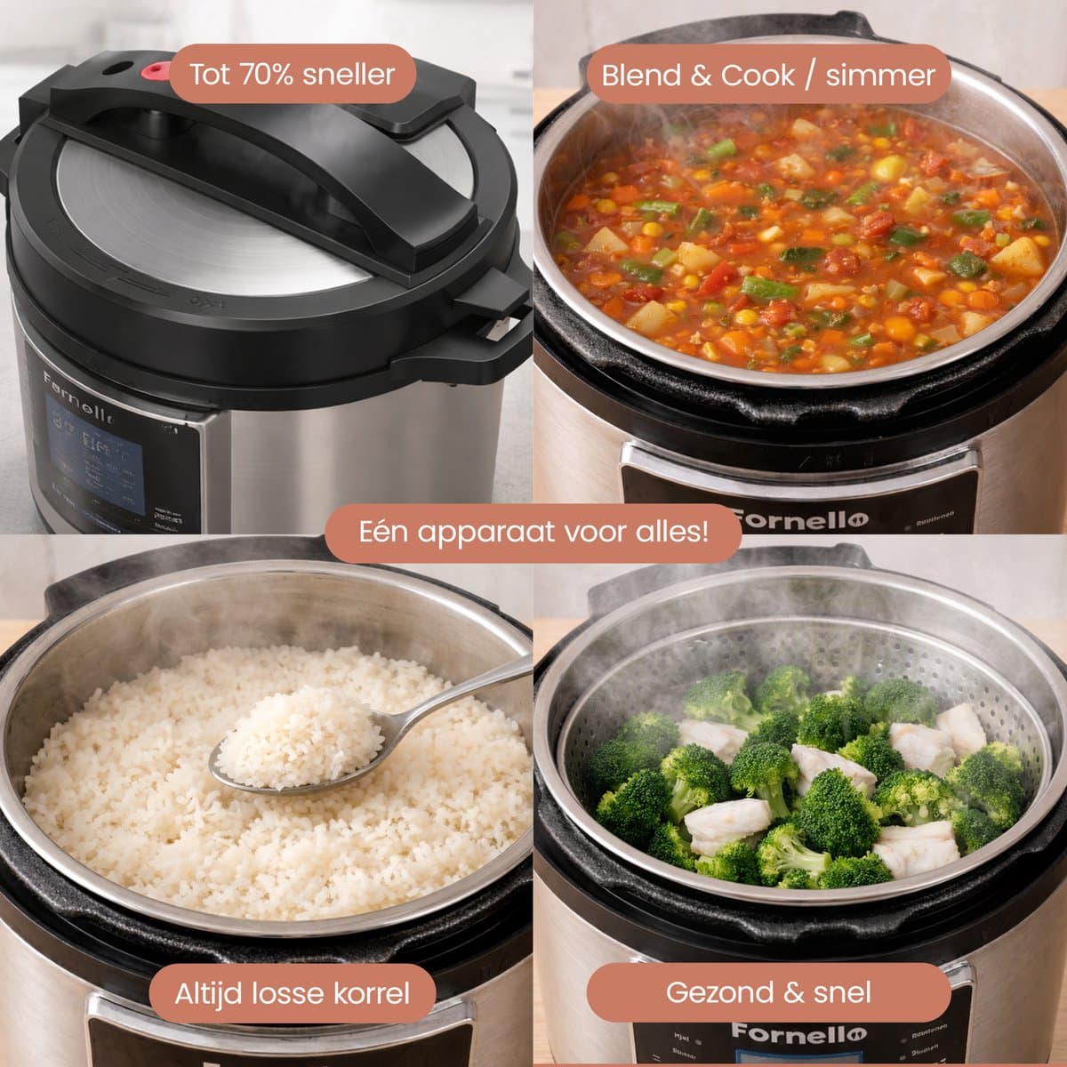 Fornello Slowcooker met timer - Inc. Uitlegvideo's - PFAS vrij - Keramische bakpan thumbnail 8
