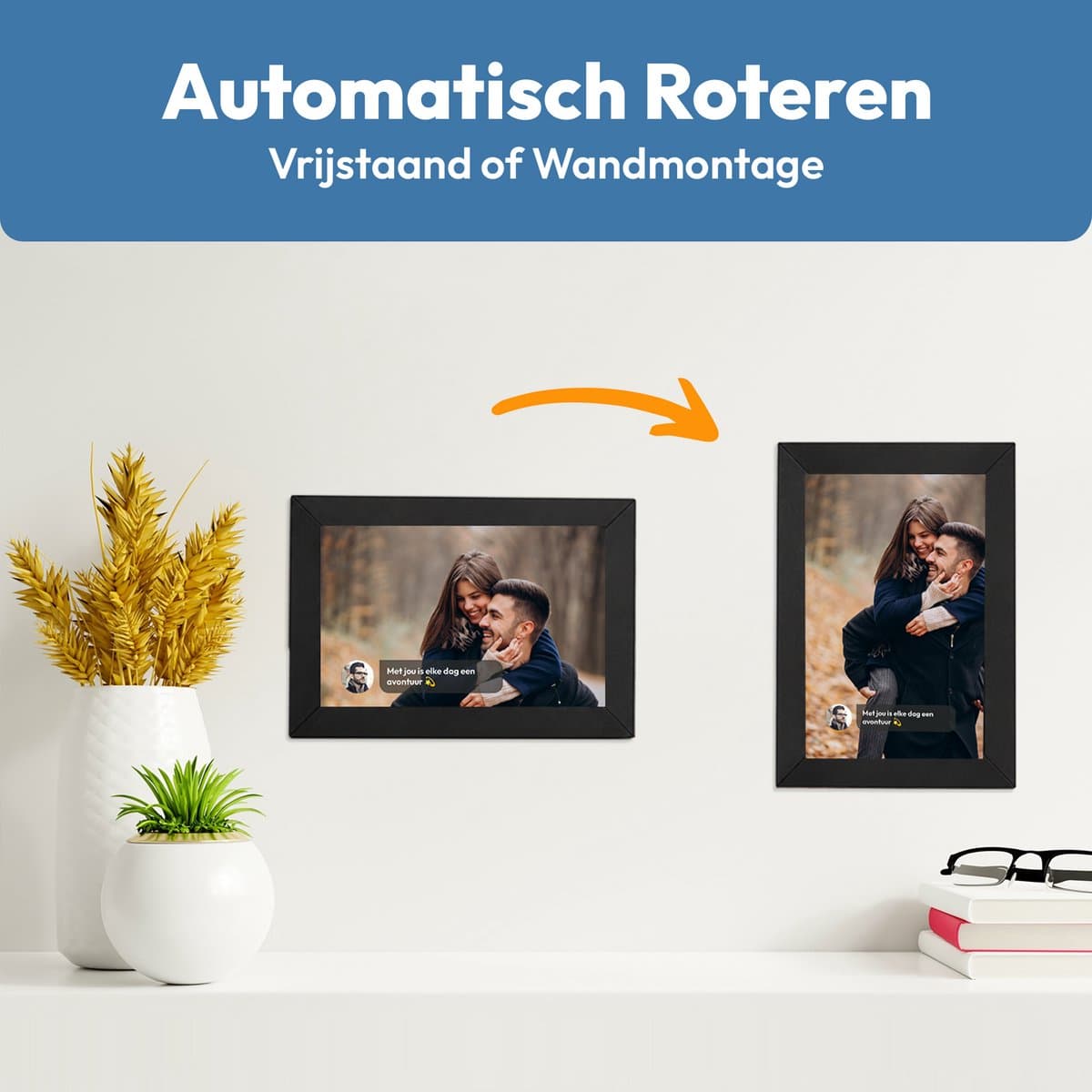 Digitale fotolijst met WiFi en Frameo App - 10.1 inch HD+ IPS Display - Fotokader met Touchscreen - 16GB - Zwart - Frameo digitale fotolijst - digitale fotokader - digitaal fotolijstje thumbnail 6