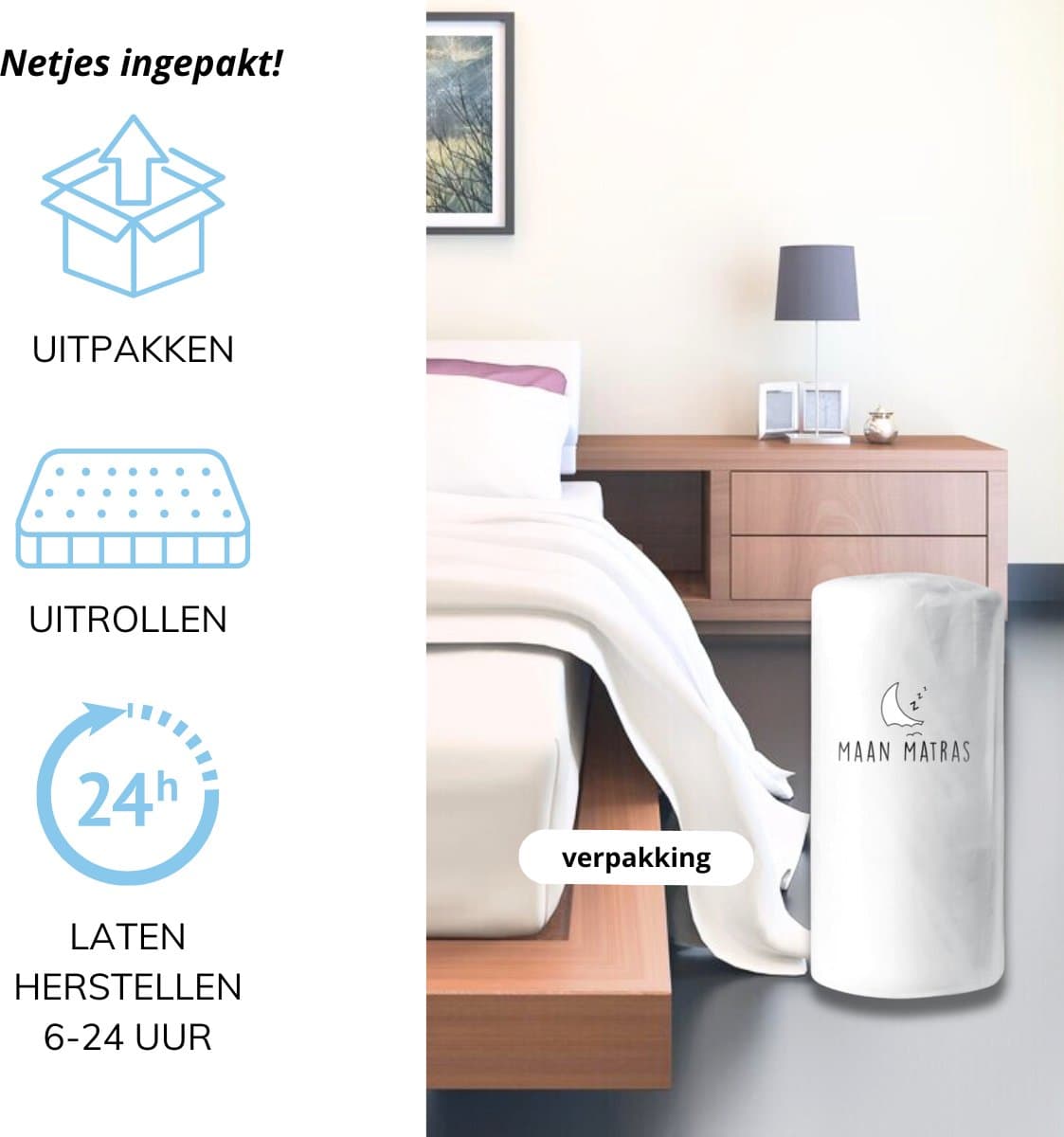 Maan matras ® - Matras 140x200 - 20cm dik - HR Koudschuim - Afneembare tijk wasbaar - 140x200 cm thumbnail 7