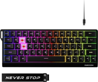 EWEADN DK63 mechanisch gaming toetsenbord 60 procent, draadloos en bedraad met RGB