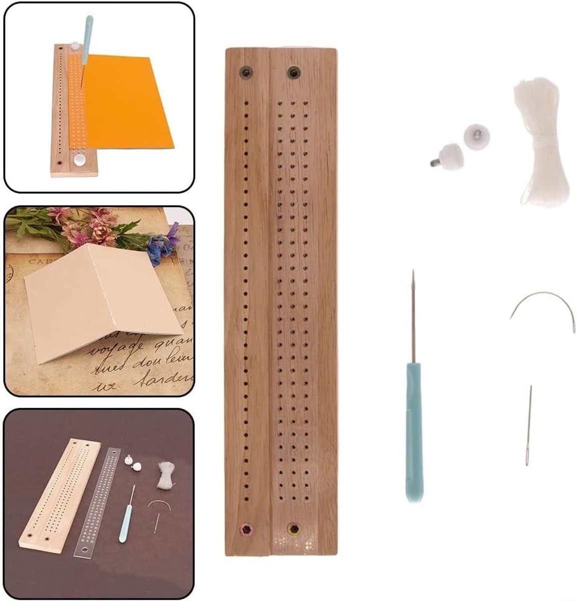 Boekbind Gereedschap - Papier Binding Set - Handgemaakte Boeken - Stevige Constructie - 28 x 65 x 4 cm - Houtkleur thumbnail 4