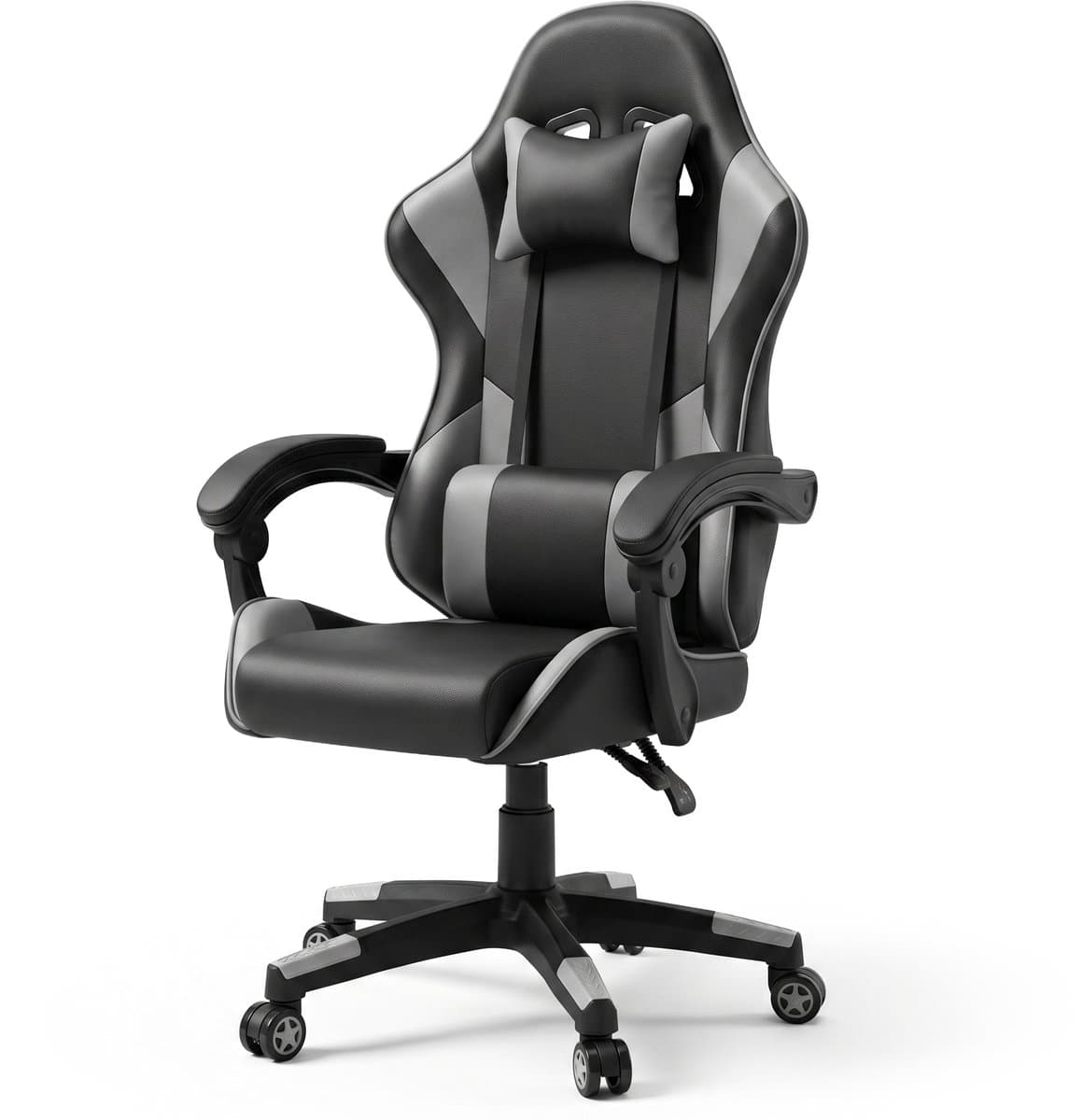 Gaming Stoel – Comfortabele Gamer Chair – Zwart/Grijs – Verstelbaar - afbeelding 1
