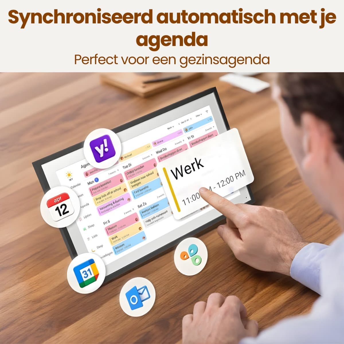 Digitale Kalender & Fotolijst met Touchscreen – 1080P Full HD – Zonder Abonnement – 10,1" inch – Gezinsplanner met Takenlijst & Maaltijdplanner – 32GB – Wand- en Bureaumontage thumbnail 2